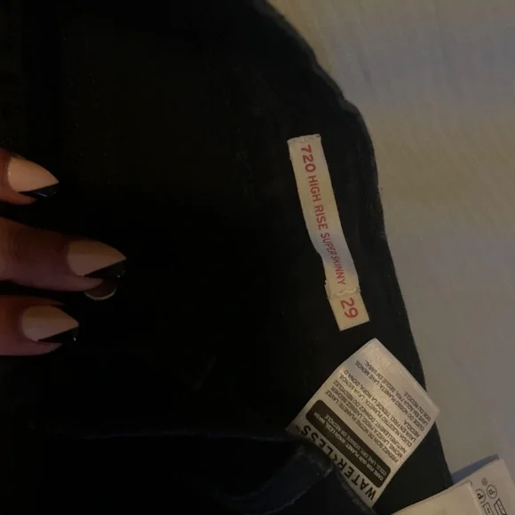 Black Ripped High Rise Levis Jeans - Picture 3 of 5